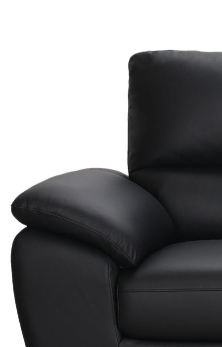 Causeuse contemporaine Mystic de 65,7 po en cuir véritable - noire