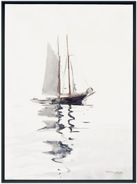 Peinture acrylique encadrée « Minimal Boat » - 31,25 po x 41,25 po