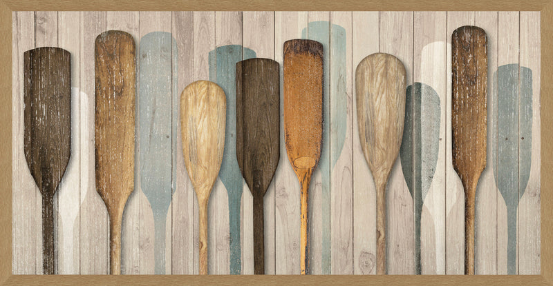 Œuvre d’art en lin texturée et encadrée « Boat Paddles » - 26 po x 50 po