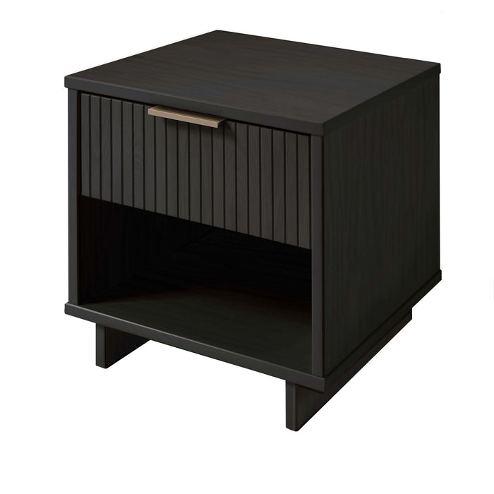 Table de nuit moderne Granville de Manhattan Comfort avec tiroirs à extension complète - gris charbon 