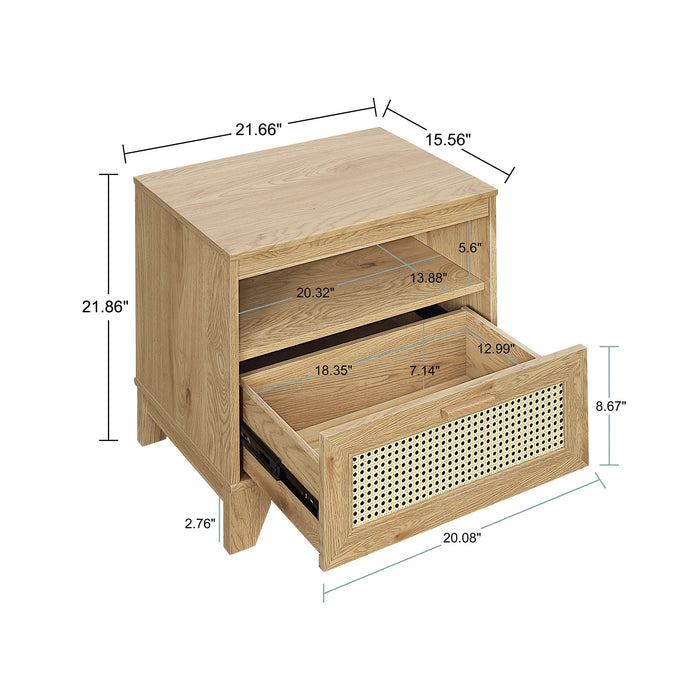 Table de nuit moderne Sheridan de Manhattan Comfort avec cannage - naturelle