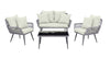 Manhattan Comfort Portofino Rope Wicker 4-Piece Patio Conversation Set with Cushions - Cream|Ensemble de conversation Portofino de Manhattan Comfort 4 pièces en corde et en osier avec coussins pour la terrasse - crème