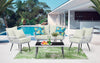 Manhattan Comfort Portofino Rope Wicker 4-Piece Patio Conversation Set with Cushions - Cream|Ensemble de conversation Portofino de Manhattan Comfort 4 pièces en corde et en osier avec coussins pour la terrasse - crème