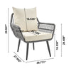 Manhattan Comfort Portofino Rope Wicker 4-Piece Patio Conversation Set with Cushions - Cream|Ensemble de conversation Portofino de Manhattan Comfort 4 pièces en corde et en osier avec coussins pour la terrasse - crème