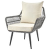 Manhattan Comfort Portofino Rope Wicker 4-Piece Patio Conversation Set with Cushions - Cream|Ensemble de conversation Portofino de Manhattan Comfort 4 pièces en corde et en osier avec coussins pour la terrasse - crème