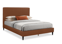  Lit plateforme rembourré Alix en tissu brun - format grand lit