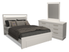 Alpine 5pc Bedroom Set with Panel Bed, Dresser & Mirror, LED, Made in Canada, White - Queen | Ensemble de chambre à coucher Alpine 5 pièces avec lit à panneaux, commode, miroir et éclairage à DEL, fabriqué au Canada, blanc - grand lit