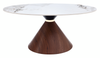 Alwin 40” Modern Oval Coffee Table with White Sintered Stone Top – Brown | Table à café ovale moderne Alwin de 40 po avec dessus en pierre frittée blanche - brune