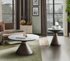 Alwin 40” Modern Oval Coffee Table with White Sintered Stone Top – Brown | Table à café ovale moderne Alwin de 40 po avec dessus en pierre frittée blanche - brune