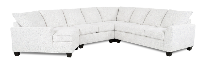 Sofa sectionnel de gauche 4 pièces avec fauteuil enveloppant personnalisable Arc de Sofa Lab fabriqué au Canada en tissu - Teddy Snow