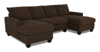 Sofa sectionnel avec deux fauteuils longs personnalisable Arc de Sofa Lab fabriqué au Canada en tissu - Teddy Walnut