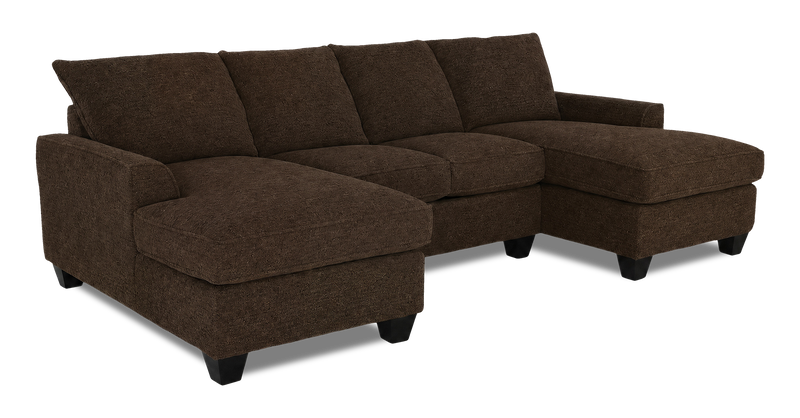 Sofa sectionnel avec deux fauteuils longs personnalisable Arc de Sofa Lab fabriqué au Canada en tissu - Teddy Walnut