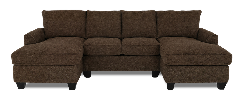 Sofa sectionnel avec deux fauteuils longs personnalisable Arc de Sofa Lab fabriqué au Canada en tissu - Teddy Walnut