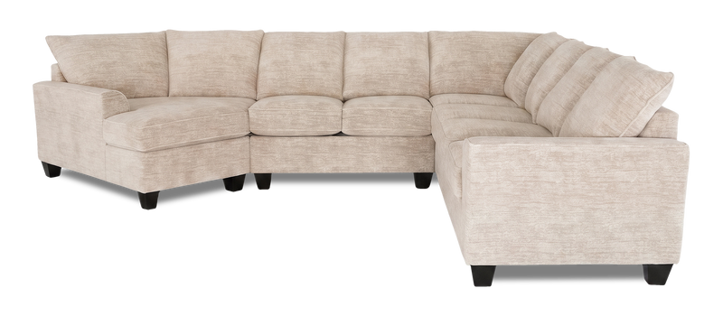 Sofa sectionnel de gauche 4 pièces avec fauteuil enveloppant personnalisable Arc de Sofa Lab fabriqué au Canada en tissu - Plush Parchment