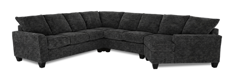 Sofa sectionnel de droite 4 pièces avec fauteuil enveloppant personnalisable Arc de Sofa Lab fabriqué au Canada en tissu - Plush Charcoal 