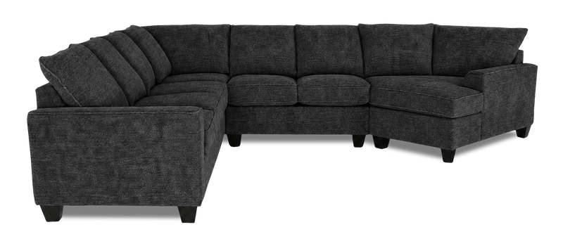 Sofa sectionnel de droite 4 pièces avec fauteuil enveloppant personnalisable Arc de Sofa Lab fabriqué au Canada en tissu - Plush Charcoal 