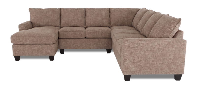 Sofa sectionnel de gauche 4 pièces avec fauteuil long personnalisable Arc de Sofa Lab fabriqué au Canada en tissu - Chenille Praline