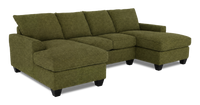 Sofa sectionnel avec deux fauteuils longs personnalisable Arc de Sofa Lab fabriqué au Canada en tissu - Chenille Moss
