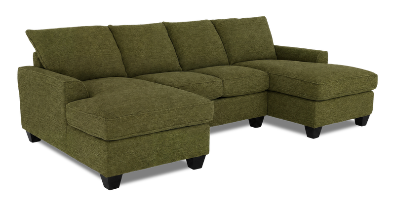 Sofa sectionnel avec deux fauteuils longs personnalisable Arc de Sofa Lab fabriqué au Canada en tissu - Chenille Moss