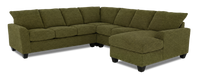Sofa sectionnel de droite 4 pièces avec fauteuil long personnalisable Arc de Sofa Lab fabriqué au Canada en tissu - Chenille Moss