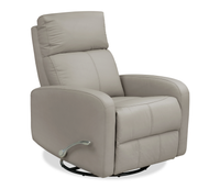 Fauteuil pivotant, coulissant et inclinable Asher de 31,5 po en cuir véritable - gris clair