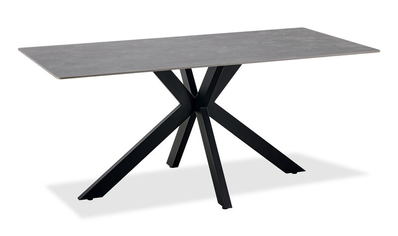 Ensemble de salle à manger Atlas 5 pièces en pierre frittée et métal avec table de 71 po (L) et 4 chaises - gris et noir