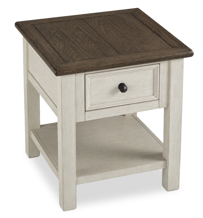 Table de bout Baxter de 24 po de style champêtre avec rangement - moka