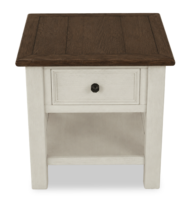 Table de bout Baxter de 24 po de style champêtre avec rangement - moka