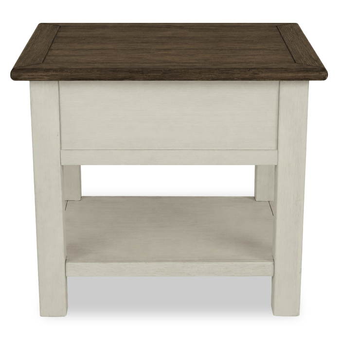 Table de bout Baxter de 24 po de style champêtre avec rangement - moka