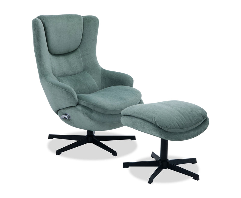 Fauteuil d’appoint inclinable antistress Bliss de 29,1 po en tissu de chenille avec repose-pieds - vert