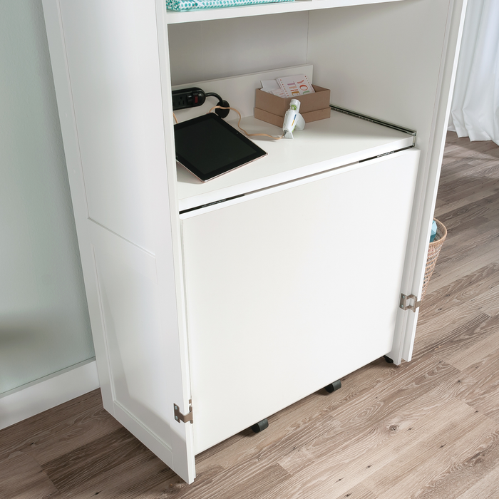 Armoire décorative de rangement Boon de 35,12 po avec surface de travail pliable - blanc glacier