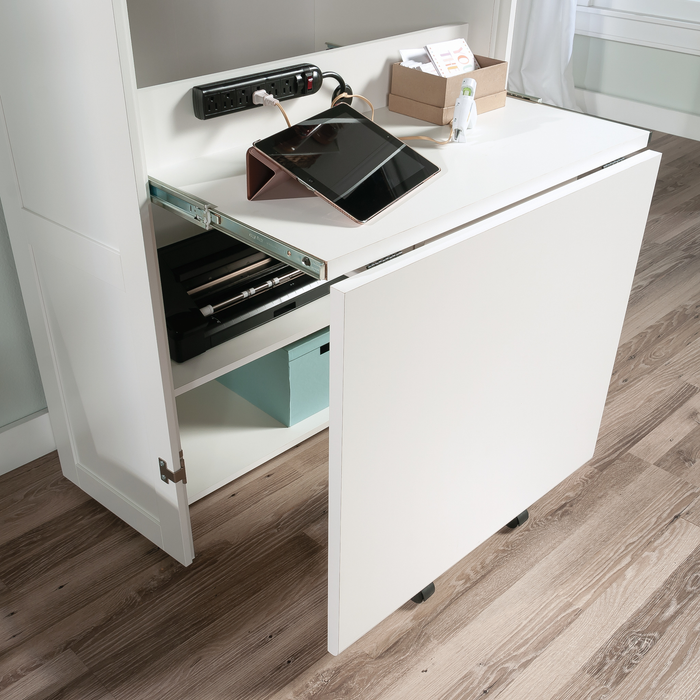 Armoire décorative de rangement Boon de 35,12 po avec surface de travail pliable - blanc glacier
