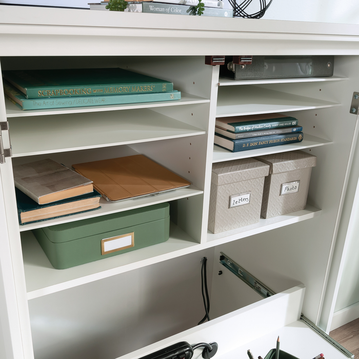 Armoire décorative de rangement Boon de 35,12 po avec surface de travail pliable - blanc glacier