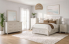 Celine Platform Storage Bed with Headboard & Frame, Ivory - King Size | Lit plateforme de rangement Celine avec tête de lit et cadre de lit, ivoire - format très grand lit