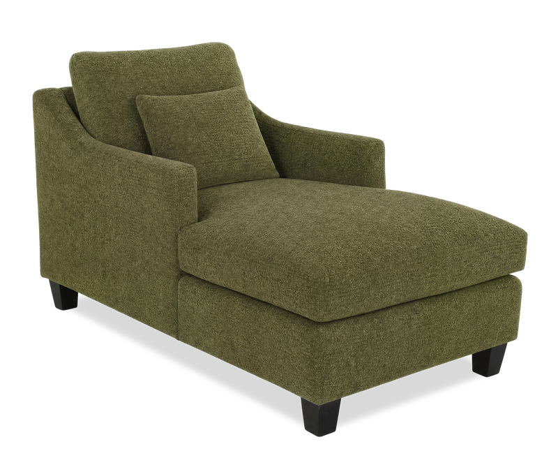 Fauteuil long d’appoint personnalisable de Sofa Lab de 36 po fabriqué au Canada en tissu avec pattes en bois - Chenille Moss