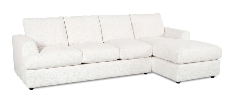 Sofa avec fauteuil long de droite personnalisable Curve de Sofa Lab fabriqué au Canada en tissu - Teddy Snow