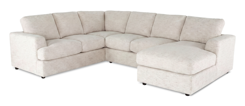 Sofa sectionnel de droite 3 pièces avec fauteuil long personnalisable Curve de Sofa Lab fabriqué au Canada en tissu - Chenille White