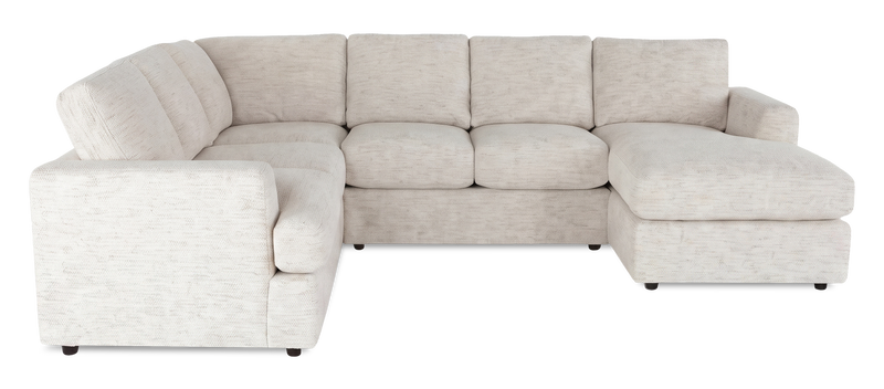 Sofa sectionnel de droite 3 pièces avec fauteuil long personnalisable Curve de Sofa Lab fabriqué au Canada en tissu - Chenille White
