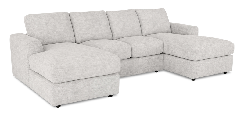 Sofa sectionnel avec deux fauteuils longs personnalisable Curve de Sofa Lab fabriqué au Canada en tissu - Plush Oyster