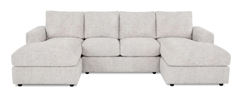 Sofa sectionnel avec deux fauteuils longs personnalisable Curve de Sofa Lab fabriqué au Canada en tissu - Plush Oyster