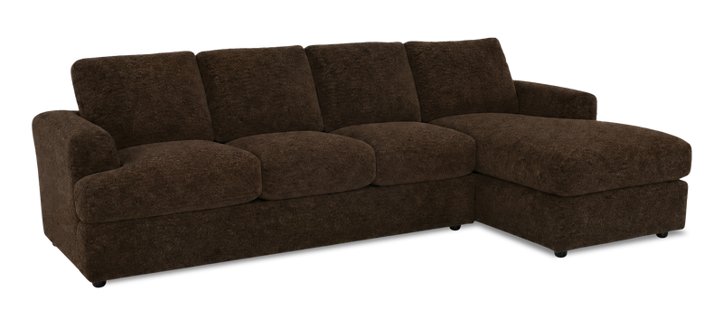 Sofa avec fauteuil long de droite personnalisable Curve de Sofa Lab fabriqué au Canada en tissu - Plush Chocolate