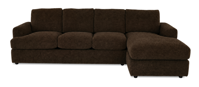 Sofa avec fauteuil long de droite personnalisable Curve de Sofa Lab fabriqué au Canada en tissu - Plush Chocolate