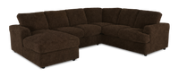 Sofa sectionnel de gauche 3 pièces avec fauteuil long personnalisable Curve de Sofa Lab fabriqué au Canada en tissu - Plush Chocolate