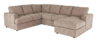 Sofa sectionnel de droite 3 pièces avec fauteuil long personnalisable Curve de Sofa Lab fabriqué au Canada en tissu - Chenille Praline
