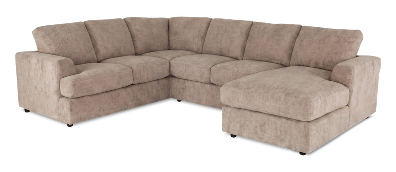 Sofa sectionnel de droite 3 pièces avec fauteuil long personnalisable Curve de Sofa Lab fabriqué au Canada en tissu - Chenille Praline