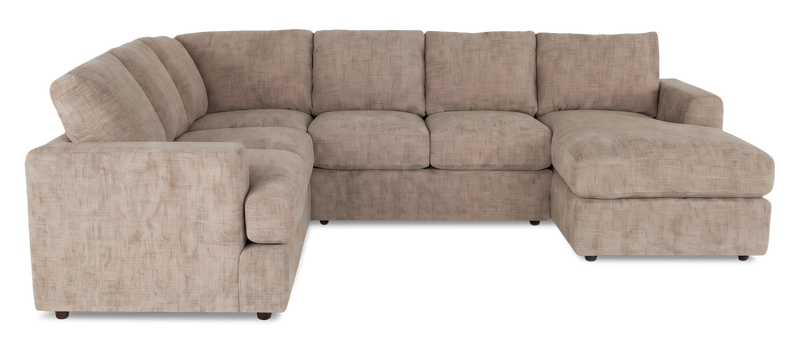 Sofa sectionnel de droite 3 pièces avec fauteuil long personnalisable Curve de Sofa Lab fabriqué au Canada en tissu - Chenille Praline