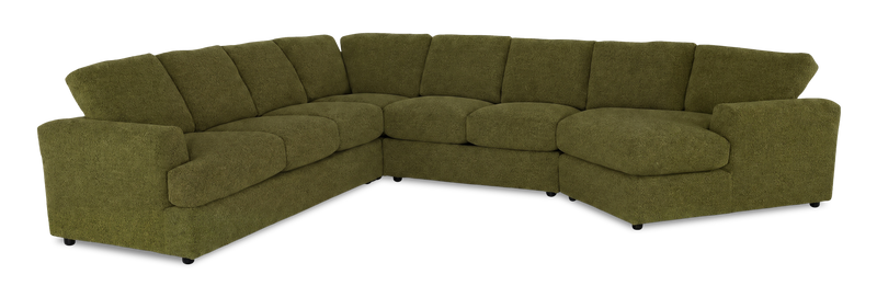 Sofa sectionnel de droite 4 pièces avec fauteuil enveloppant personnalisable Curve de Sofa Lab fabriqué au Canada en tissu - Chenille Moss
