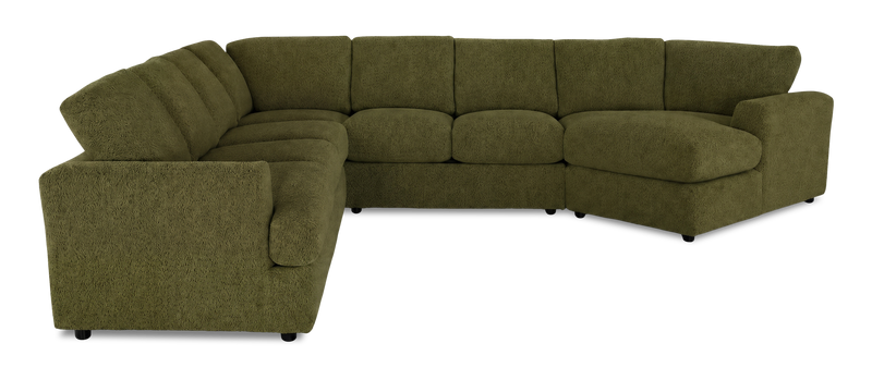 Sofa sectionnel de droite 4 pièces avec fauteuil enveloppant personnalisable Curve de Sofa Lab fabriqué au Canada en tissu - Chenille Moss
