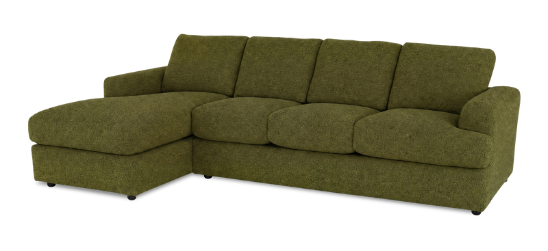 Sofa avec fauteuil long de gauche personnalisable Curve de Sofa Lab fabriqué au Canada en tissu - Chenille Moss