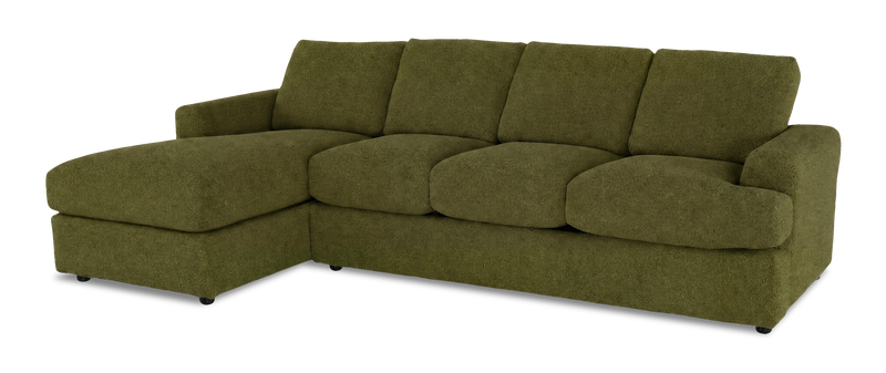 Sofa-lit sectionnel de gauche personnalisable Curve de Sofa Lab fabriqué au Canada en tissu - Chenille Moss